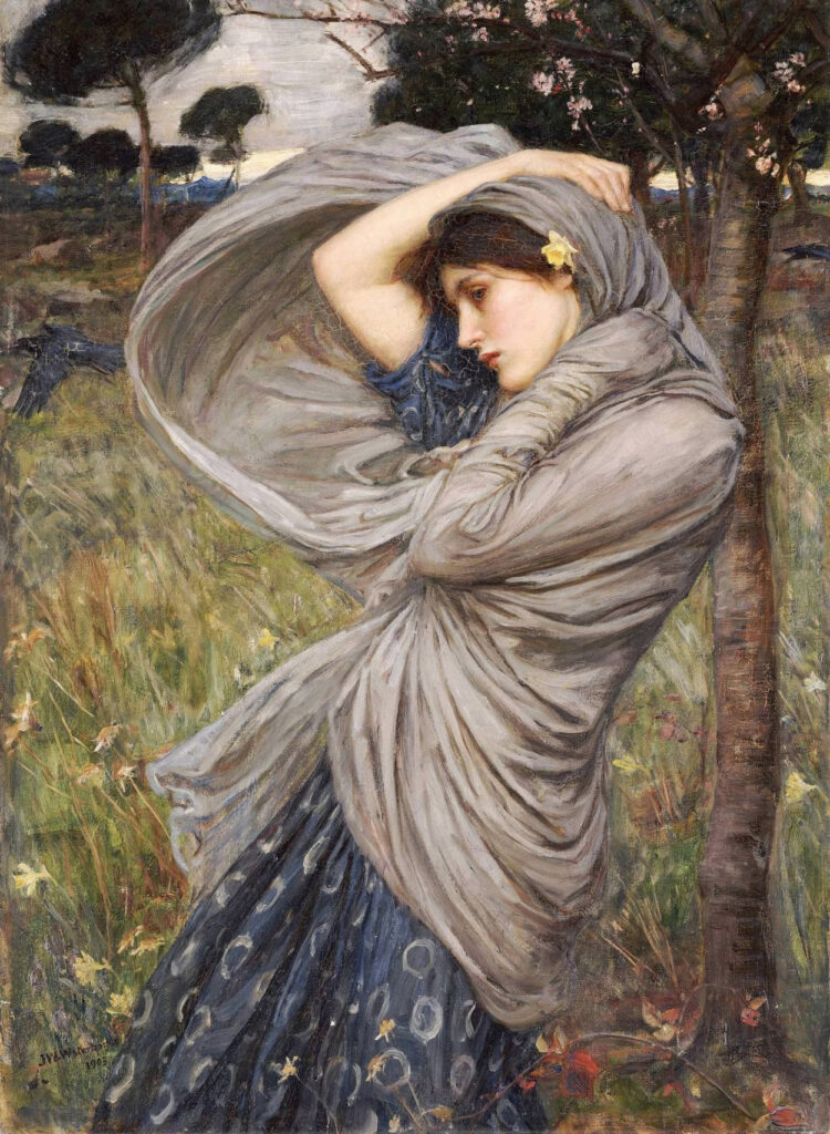 Wicher i pożądanie – Boreasz porywający Orejtyję w poetyckiej kompozycji Waterhouse’a.